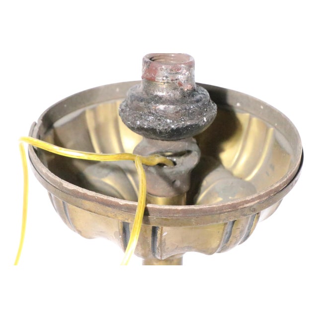 Early Electric Brass and Glass Two Arm Light Fixture C. 1900/20's For Sale - Image 18 of 18