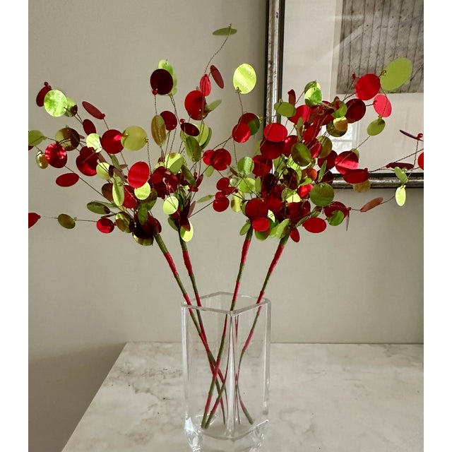 Gorgeous vintage high-quality Christmas Tree picks/sprays in bright green and red to add to your tree or other holiday...