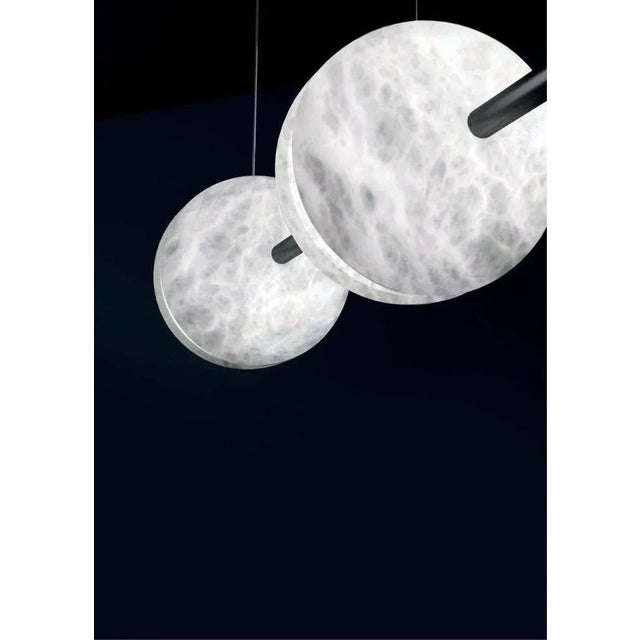 Contemporary Ermes Burnished Metal and Alabaster Pendant Light 1 by Alabastro Italiano For Sale - Image 3 of 4
