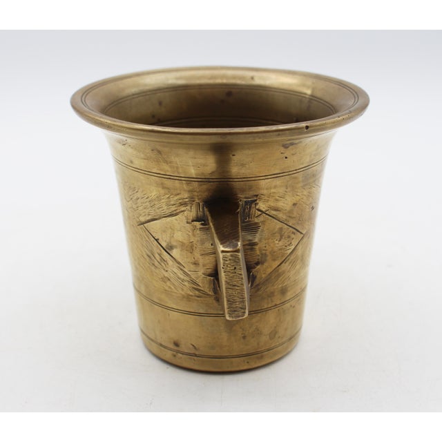 Metal Late 19th Century European Brass Mortar and Pestle For Sale - Image 7 of 10