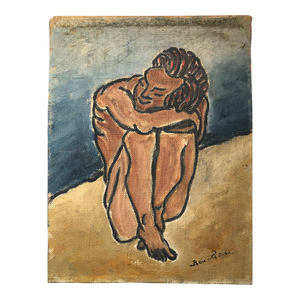 Late 20th Century Ben-Zion Weinman, American Modernist Oil Painting Nude Male on Beach WPA Artist Group of 10