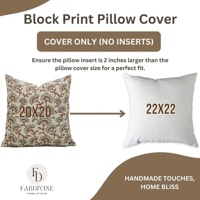 Not Yet Made - Made To Order Fabdivine Handcrafted Block Print Cushion Cover 18x18 Inch Cotton Satin-Rajniganda For Sale - Image 5 of 5