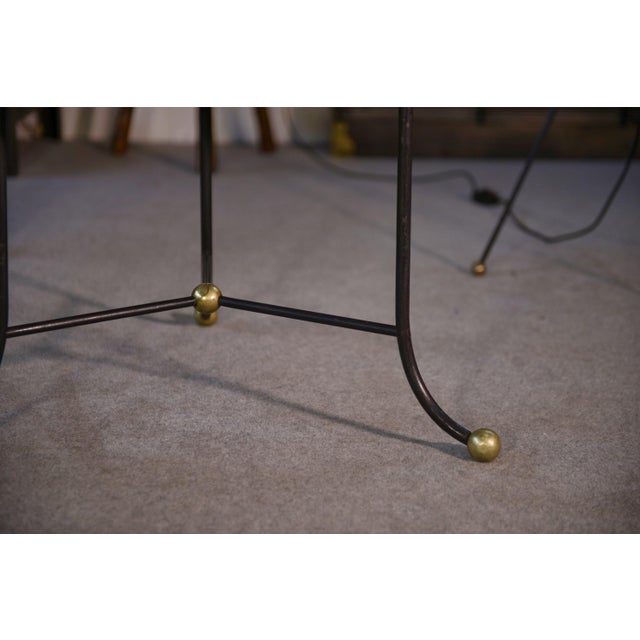Jean Royère Marble Side Table with Wrought Iron Base and Brass Balls in the style of Jean Royère, 1940s For Sale - Image 4 of 10