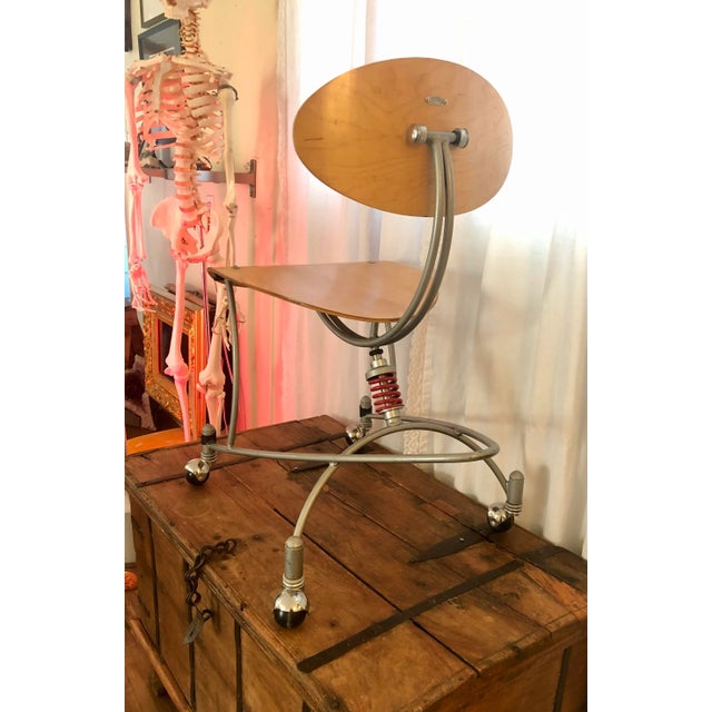 Tan 1990s Modern Space Age Joey Manic Rolling Desk or Dining Chair For Sale - Image 8 of 13