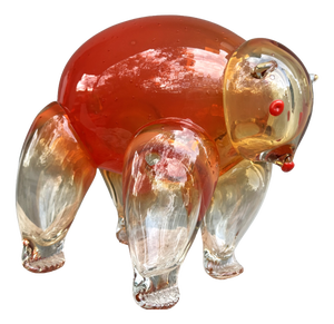 Italian Murano Style Amber Red Glass Bear Sculpture, 1950s