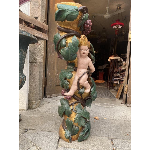 Antique Gilded Wooden Column, 1800s For Sale - Image 3 of 18