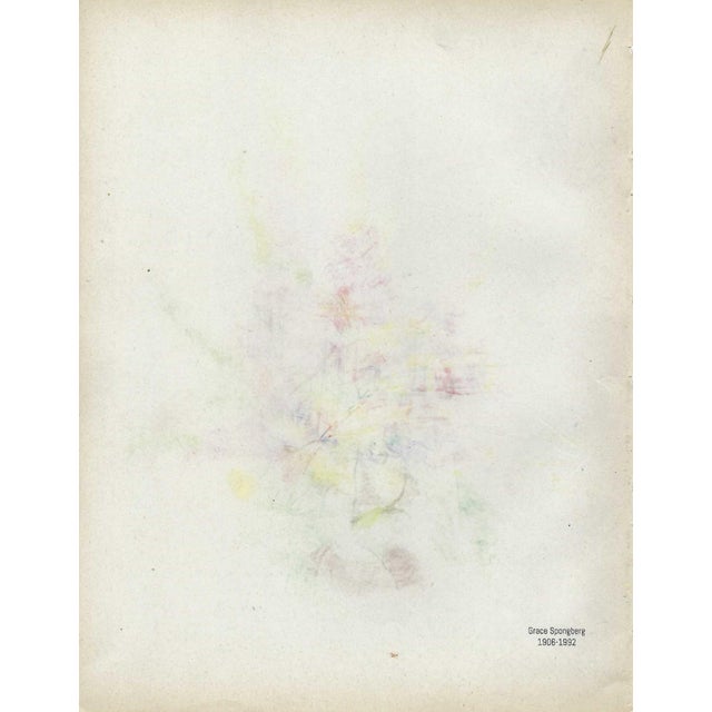Grace Spongberg (American, 1906-1992) drawing of a cactus in a desert landscape, oil pastel on paper, titled and estate...