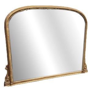 Large Antique English Gilt Overmantle Mirror, 1800s For Sale