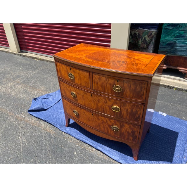 Traditional Mid 19th Century Georgian Satinwood Bow Front Chest For Sale - Image 3 of 13
