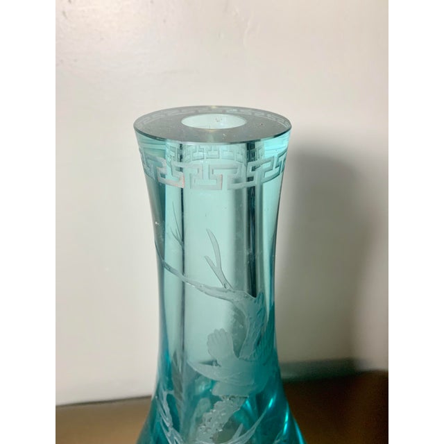 Chinoiserie Birds On Branches Turquoise Blue Crystal Vase Chairish