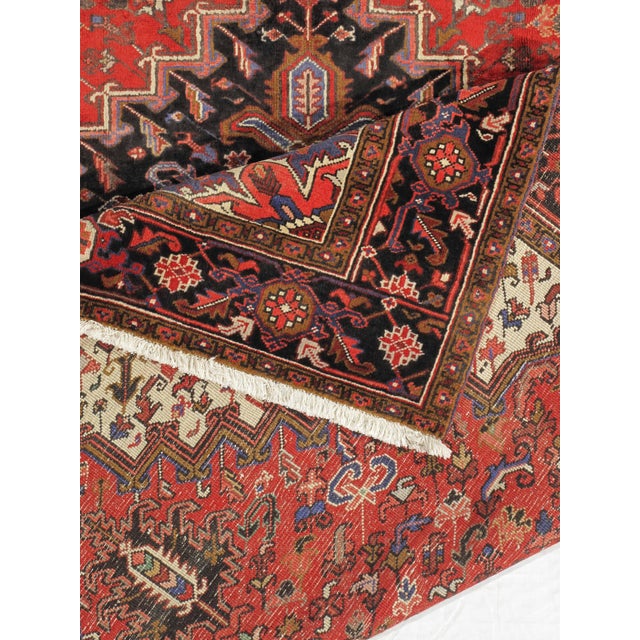 1980s Vintage Hand-Knotted Persian Heriz Rug 7'11" X 11'0" For Sale - Image 5 of 6