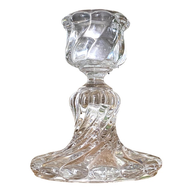 Baccarat Crystal Candleholder with Bamboo Twisted Pattern, France, 1950s For Sale