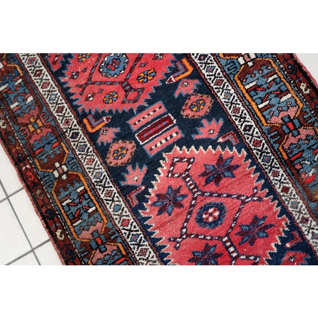 Textile 1920s Handmade Antique Persian Hamadan Runner For Sale - Image 7 of 11