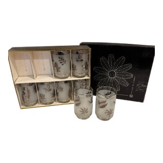 1960s Libbey Glass Co. Hostess Glassware Silver Frosted Leaves- Set of 8 For Sale