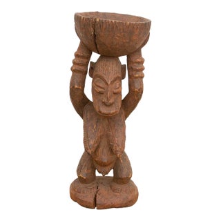 Ancient Offering, African Figure With Bowl For Sale