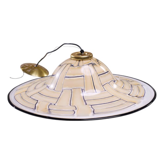 Barovier & Toso Mid Century Large Tessere Ambra Suspension Murano Pendant Lamp For Sale