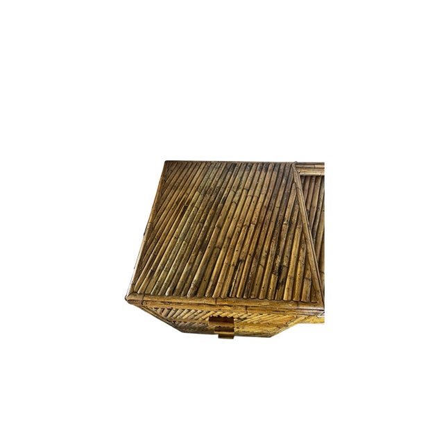 1970s Split Reed Bamboo Desk or Vanity Table With Mirror For Sale - Image 13 of 13