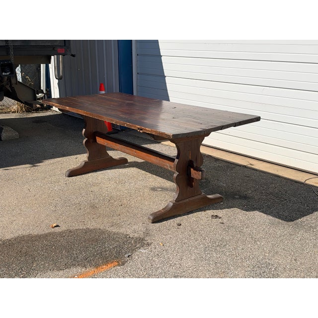 Wood Antique French Oak Country Rustic Dining Table Circa 1800s For Sale - Image 7 of 12
