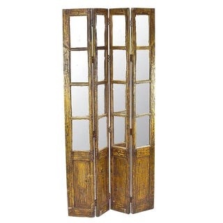 Mid-Century Distressed Finish Panel Screen For Sale