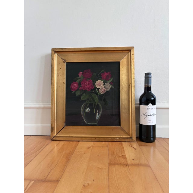 Vintage Original Floral Rose Still Life Oil Painting For Sale - Image 11 of 13