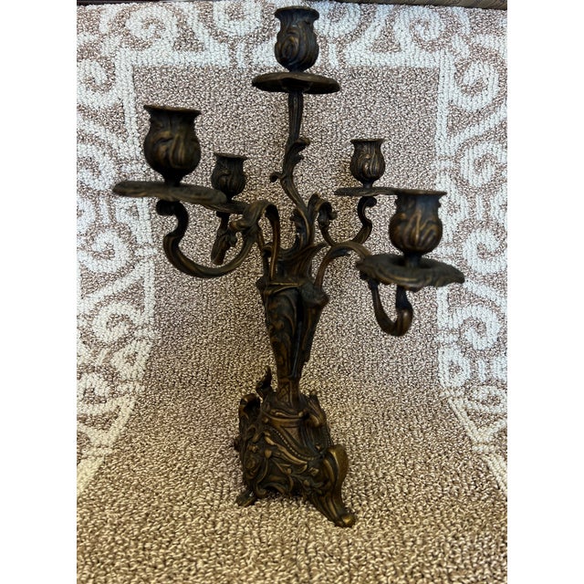 5 arm Antique French Baroque, Gothic candlestick /candelabra From my research this may Possibly Manufactured in France,...