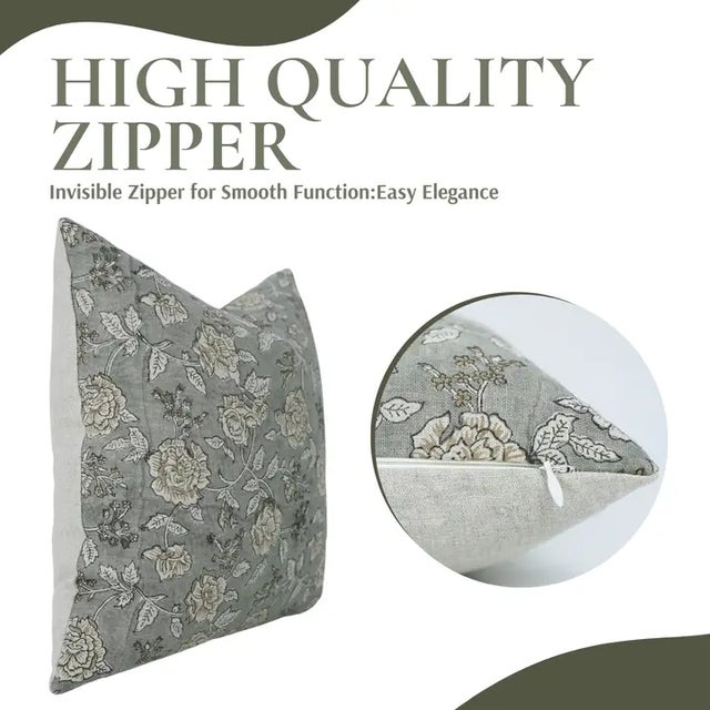 Art Deco Fabdivine Eco-Friendly Block Printed Cover 18x18 Inch Pure Linen- Rameshwaram For Sale - Image 3 of 5