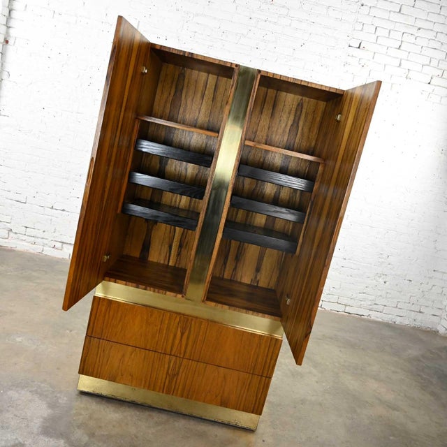 Vintage Modern Rosewood & Brass Plate Wardrobe or Chifforobe by Milo Baughman Thayer Coggin For Sale - Image 14 of 18