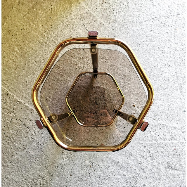 1970s Tall Vintage Side Table in Gold and Smoked Glass, 1970s For Sale - Image 5 of 7