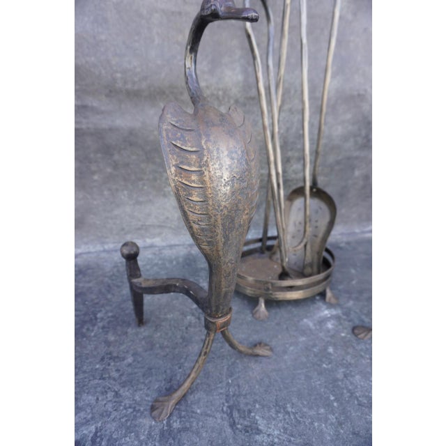 This original Cahill Iron Works Waterfowl Fireplace Tool Set is a rare and highly collectible example of American Arts &...