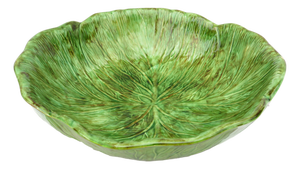1970s Cabbageware Trompe l'Oeil Majolica Bowl, Artisan Made & Signed