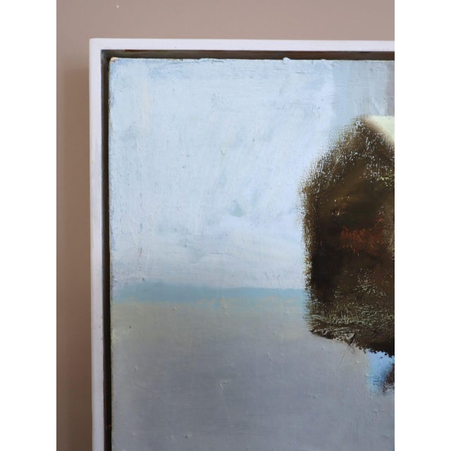 Mid-Century Modern 'House Above the Fields' Vintage Original Abstract Landscape Oil Painting, Framed For Sale - Image 6 of 14