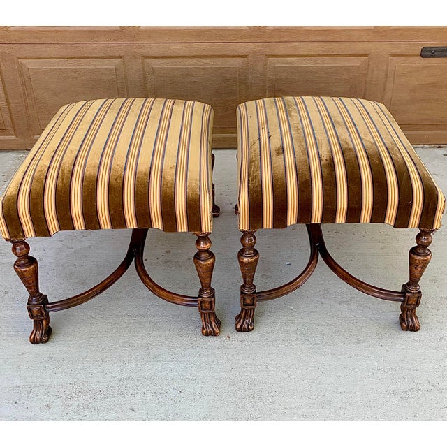 Antique Upholstered Spanish Colonial Ottomans a Pair Chairish