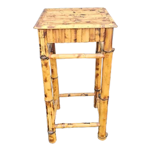 Mid 20th Century Jumbo Bamboo and Split Reed Side Table Pedestal Plant Stand