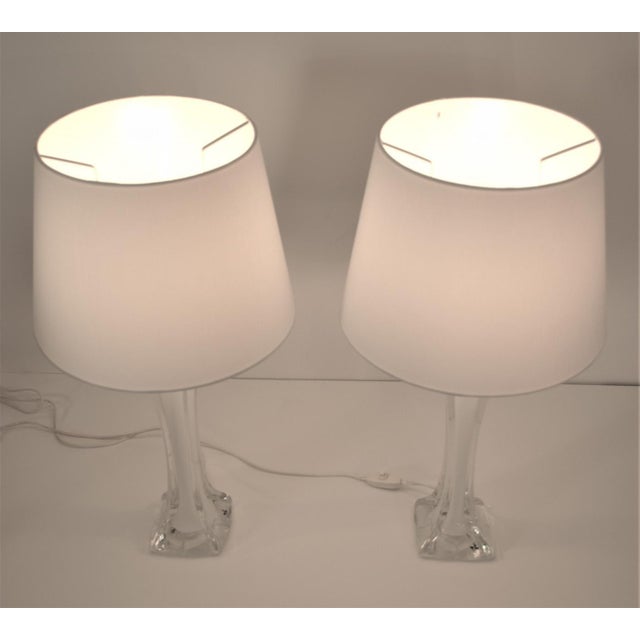 Large Art Glass Table Lamps by Paul Kedelv for Flygsfors, 1950s, Set of 2 For Sale - Image 4 of 11