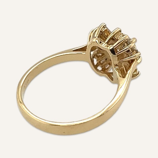 1950s Lady’s Diamond Starburst Engagement Style Ring in 14k Yellow Gold Size 5.75 For Sale - Image 4 of 5