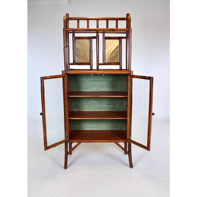 English 1990s British Colonial Faux Bamboo Etagere Storage Display Cabinet For Sale - Image 3 of 10
