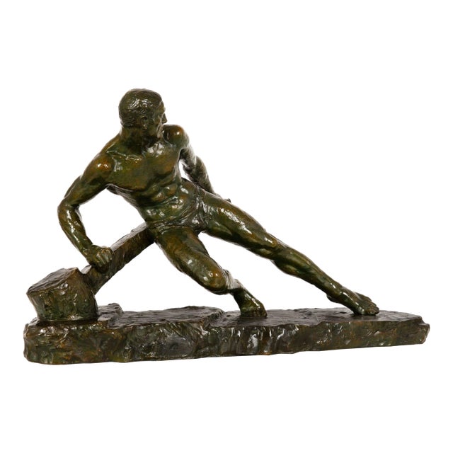 “The Lock” Antique Art Deco French Bronze Sculpture by Pierre Le Faguays For Sale