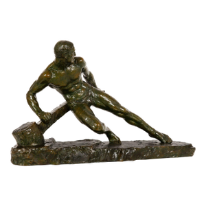 “The Lock” Antique Art Deco French Bronze Sculpture by Pierre Le Faguays