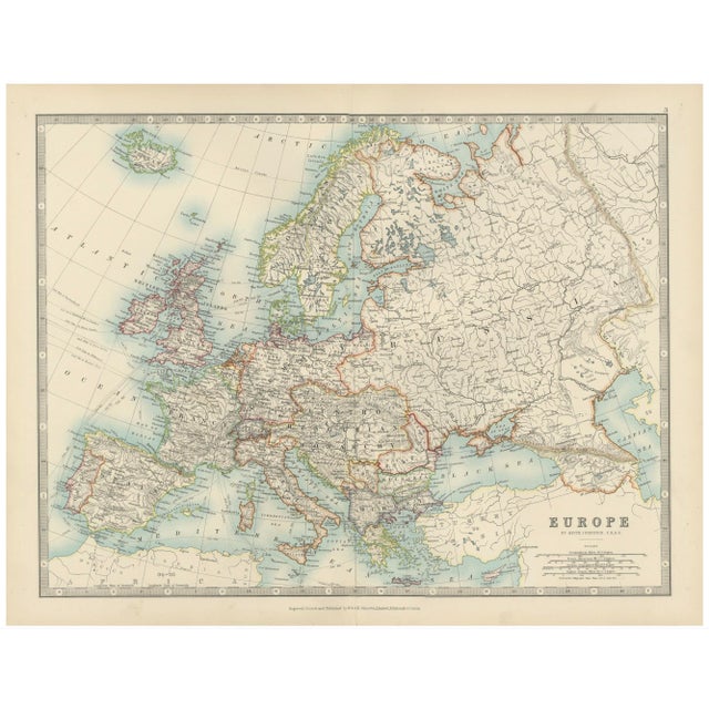 Antique Map of Europe, 1903 For Sale - Image 10 of 13