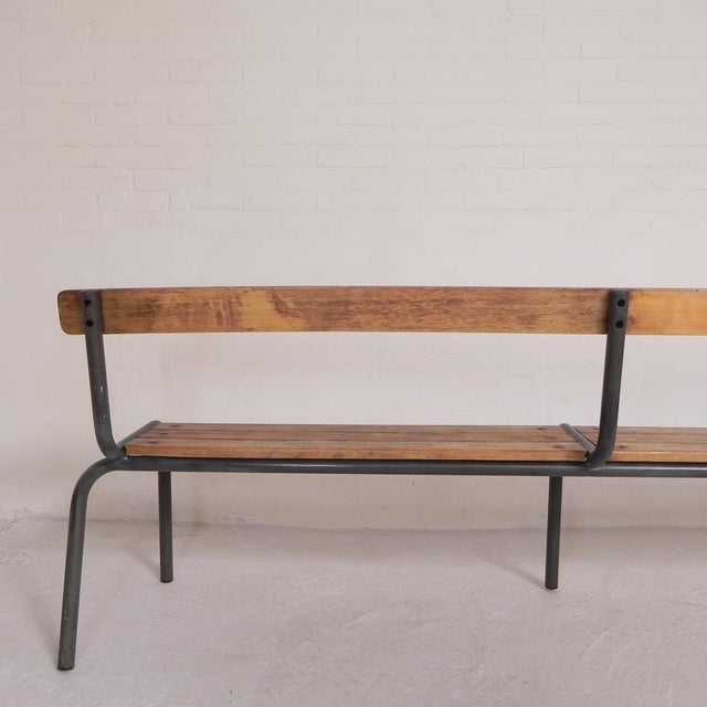 French School Slatted Bench, 1960s For Sale - Image 16 of 18