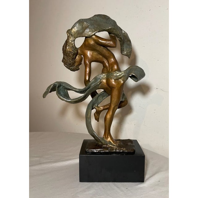 1970s Large Vintage Milton Elting Hebald American Embrace Bronze Nude Sculpture Statue For Sale - Image 5 of 14