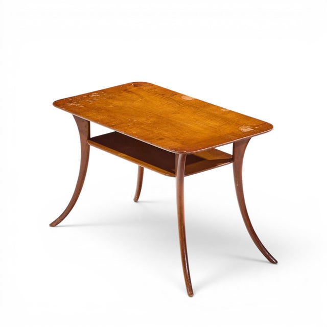 t.h. Robsjohn Gibbings for Widdicomb Mid Century Bleached Mahogany Sabre Side End Tables - Pair For Sale - Image 11 of 12