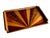 Offered is a vintage inlaid exotic wood tray with handles. The marquetry work resembles a Sunrise pattern, with the mixed...