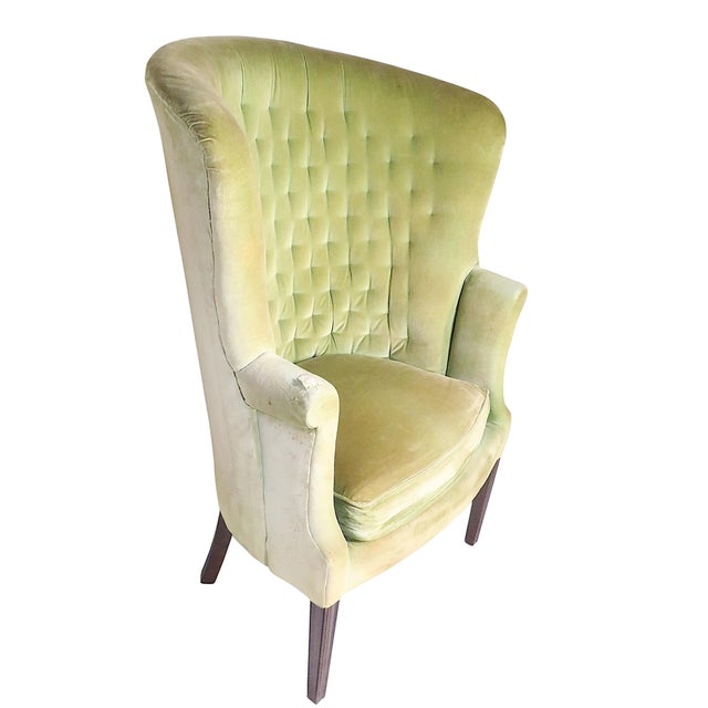 Mid 20th Century Mid 20th Century English Regency Revival Upholstered Wing Chair - Needs Reupholstery For Sale - Image 5 of 12