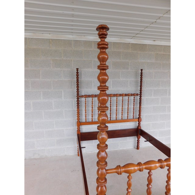 Antique Jenny Lind Style Spindle Tall Poster Cherry Full Size Bed Cherry Wood, Heavy Duty Eye Hook Side Rails, Good...