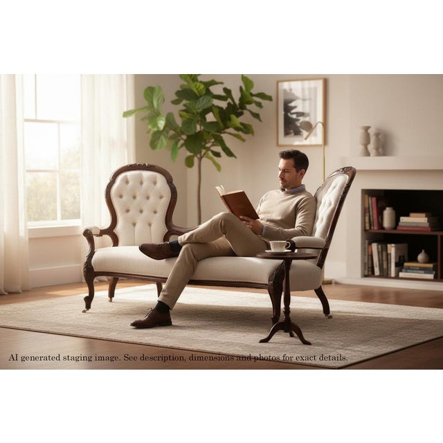 Antique victorian c.1860 walnut chaise longue / conversation sofa – elegant 19th century seating an elegant victorian...