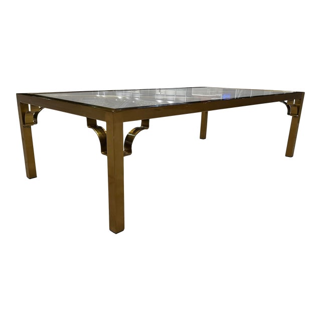 Mastercraft Chinese Chippendale Brass Coffee Table With Fretwork For Sale