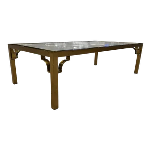 Mastercraft Chinese Chippendale Brass Coffee Table With Fretwork