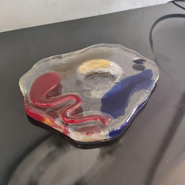 1980s Luigi Serafini for Memphis Extra Signed Murano Glass Ashtray and Catchall For Sale - Image 6 of 13