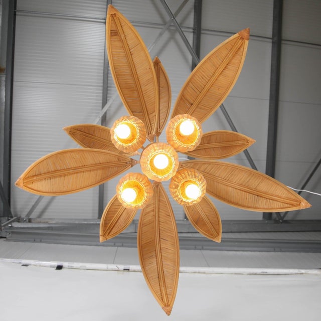 Rattan Palm Tree Pendant For Sale - Image 9 of 16